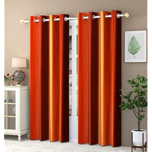 abstract long crush stripped eyelet polyester curtain for home living room i orange 4 x 6 feet
