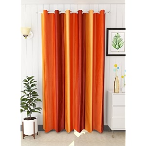 abstract long crush stripped eyelet polyester curtains - 1 piece orange long door_9 feet