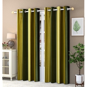 abstract long crush stripped eyelet polyester curtain for home living room i green 4 x 6 feet