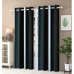 abstract long crush stripped eyelet polyester curtain for home living room i grey 4 x 8 feet