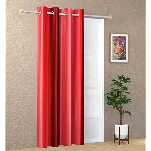 abstract long crush stripped eyelet polyester curtains - 1 piece red long door_8 feet