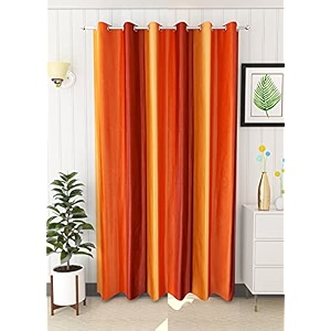 abstract long crush stripped eyelet polyester curtains - 1 piece orange window_5 feet