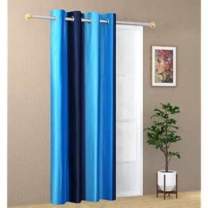 abstract long crush stripped eyelet polyester curtains - 1 piece blue door_7 feet