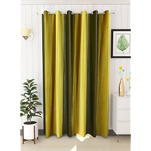 abstract long crush stripped eyelet polyester curtains - 1 piece green door_7 feet