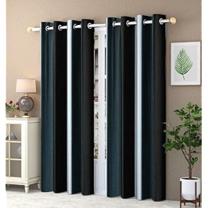 abstract long crush stripped eyelet polyester curtains - 2 piece grey window_5 feet