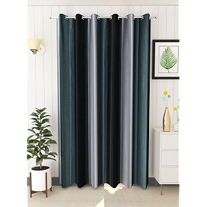 abstract long crush stripped eyelet polyester curtains - 1 piece grey long door_9 feet