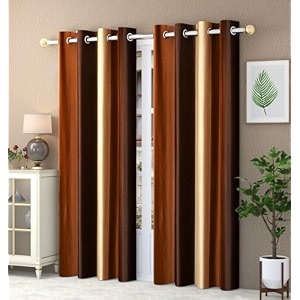 abstract long crush stripped eyelet polyester curtains - 2 piece brown window_5 feet