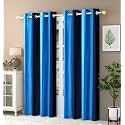 Abstract Long Crush Stripped Eyelet Polyester Curtains - 2 Piece (Blue, Door_7 Feet)