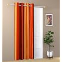 Abstract Long Crush Stripped Eyelet Polyester Curtains - 1 Piece (Orange, Door_7 Feet)