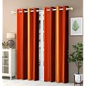 Abstract Long Crush Stripped Eyelet Polyester Curtains - 2 Piece (Orange, Door_7 Feet)