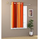 Abstract Long Crush Stripped Eyelet Polyester Curtains - 1 Piece (Orange, Window_6 Feet)