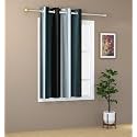 Abstract Long Crush Stripped Eyelet Polyester Curtains - 1 Piece (Grey, Window_6 Feet)