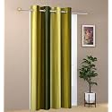 Abstract Long Crush Stripped Eyelet Polyester Curtains - 1 Piece (Green, Long Door_8 Feet)