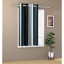 Abstract Long Crush Stripped Eyelet Polyester Semi Sheer Curtains - (Grey, Window, 5 Feet)