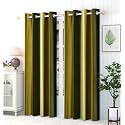 Abstract Long Crush Stripped Eyelet Polyester Curtains - 2 Piece (Green, Window_5 Feet)