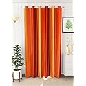 Abstract Long Crush Stripped Eyelet Polyester Curtains - 1 Piece (Orange, Long Door_9 Feet)