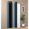 Abstract Long Crush Stripped Eyelet Polyester Curtains - 1 Piece (Grey, Long Door_8 Feet)