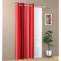 Abstract Long Crush Stripped Eyelet Polyester Curtains - 1 Piece (Red, Long Door_8 Feet)