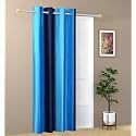 Abstract Long Crush Stripped Eyelet Polyester Curtains - 1 Piece (Blue, Door_7 Feet)