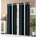 Abstract Long Crush Stripped Eyelet Polyester Curtains - 2 Piece (Grey, Door_7 Feet)