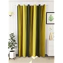 Abstract Long Crush Stripped Eyelet Polyester Curtains - 1 Piece (Green, Door_7 Feet)