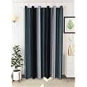 Abstract Long Crush Stripped Eyelet Polyester Curtains - 1 Piece (Grey, Long Door_9 Feet)