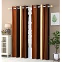 Abstract Long Crush Stripped Eyelet Polyester Curtains - 2 Piece (Brown, Window_5 Feet)