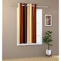 Abstract Long Crush Stripped Eyelet Polyester Semi Sheer Curtains - 1 Piece (Brown, Window_5 Feet)
