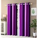Abstract Long Crush Stripped Eyelet Polyester Curtain for Home, Living Room I (Purple, 4 x 6 Feet)