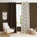 Polyester Feather Printed Curtains 5 Feet Long Set of 2 for Window &amp; Door, Living Room, Bedroom | Eyelet | Parda | Coffee
