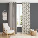 Polyester Feather Printed Curtains 8 Feet Long Set of 2 for Window &amp; Door, Living Room, Bedroom | Eyelet | Parda | Grey