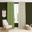 Polyester Feather Printed Curtains 9 Feet Long Set of 2 for Window &amp; Door, Living Room, Bedroom | Eyelet | Parda | Pista Green