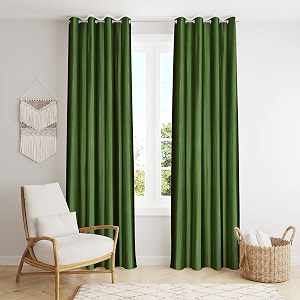 solid eyelet crush polyester door curtains - 2 piece green door_7 feet