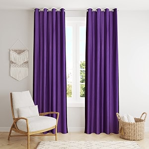 solid eyelet crush polyester door curtains - 2 piece purple door_7 feet