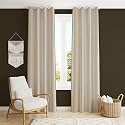 Solid Eyelet Crush Polyester Door Curtains - 2 Piece (Cream, Door_8 Feet)