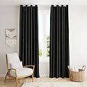 Solid Eyelet Crush Polyester Door Curtains - 2 Piece (Black, Door_8 Feet)