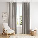 Solid Eyelet Crush Polyester Door Curtains - 2 Piece (Grey, Door_8 Feet)