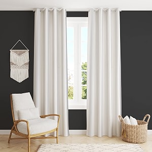 solid eyelet crush polyester long door curtains - 2 piece white long door_9 feet