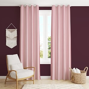 solid eyelet crush polyester window curtains - 2 piece baby pink window_6 feet