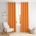 Solid Eyelet Crush Polyester Window Curtains - 2 Piece (Orange, Window_5 Feet)