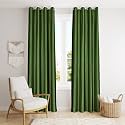 Solid Eyelet Crush Polyester Window Curtains - 2 Piece (Green, Window_6 Feet)