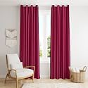 Solid Eyelet Crush Polyester Window Curtains - 2 Piece (Wine, Window_5 Feet)