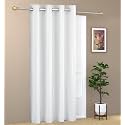 Solid Eyelet Crush Polyester Window Curtains - 1 Piece (White, Window_6 Feet)