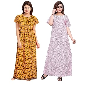YUKATA Nighty for Women Cotton Printed Maxi