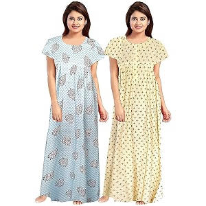 YUKATA Nighty for Women Cotton Printed Maxi