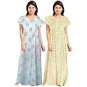 YUKATA Nighty for Women Cotton Printed Maxi