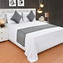 YUKU Premium Velvet Quilted Set of Bed Runner(16 X 96 Inches) and 2 Pillow Cover(16 X 16 Inches) Combo Set (Grey)
