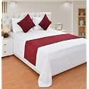 YUKU Premium Velvet Quilted Set of Bed Runner(16 X 96 Inches) and 2 Pillow Cover(16 X 16 Inches) Combo Set (Brown)