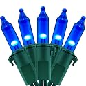 YULETIME 200 Blue Christmas String Lights, 2 Set 33 ft 100 ct Green Wire
