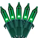 YULETIME 200 Green Christmas String Lights, 2-Set 33 ft 100 ct Green Wire